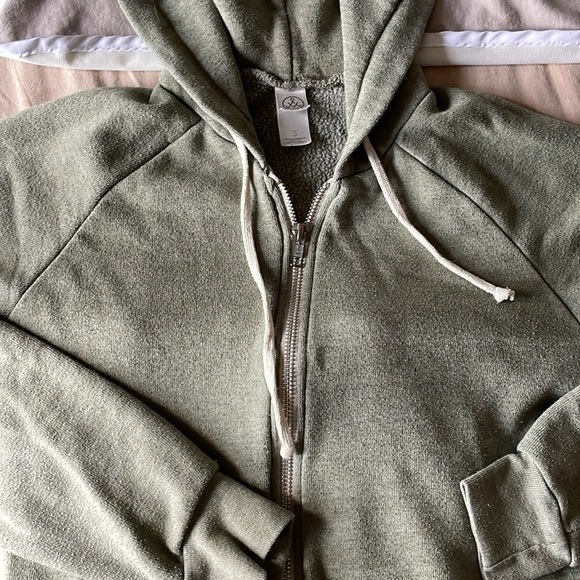 ALTERNATIVE APPAREL Adrian Eco Fleece Small Hooded Sweatshirt Green Hoodie - Picture 2 of 10